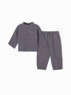 Костюм (рубашка и брюки) детский KAFTAN «Муслин», размер 26 (80-86 см), серый