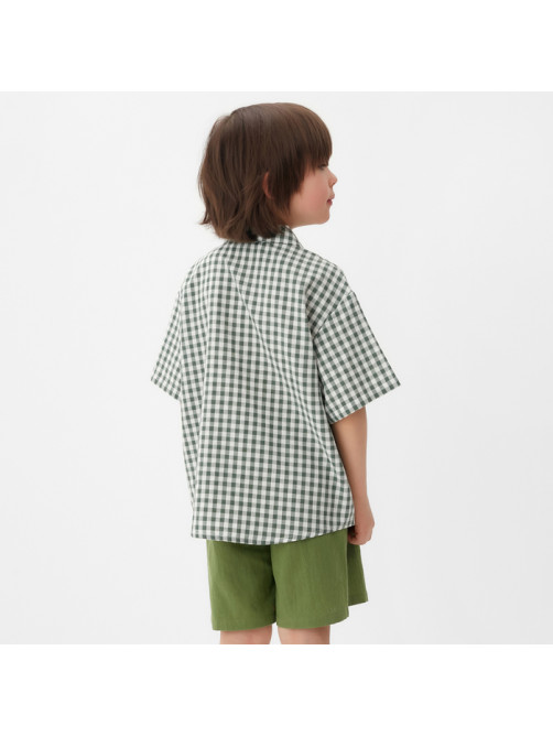 Костюм для мальчика (рубашка и шорты) KAFTAN: Summer cotton, зелёный, размер 32 (110-116 см)