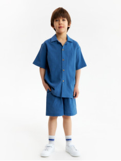 Костюм для мальчика (рубашка и шорты) KAFTAN, тёмно-синий, размер 32 (110-116 см)