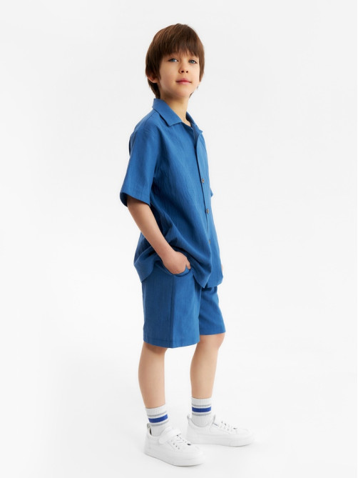 Костюм для мальчика (рубашка и шорты) KAFTAN, тёмно-синий, размер 34 (122-128 см)
