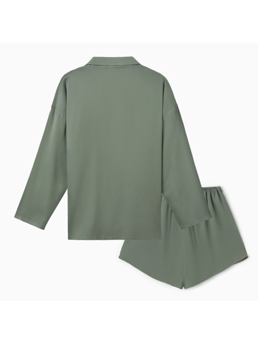 Костюм женский (рубашка, шорты) MINAKU: Casual Collection, оливковый, размер 48
