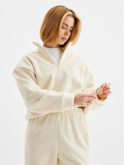 Костюм женский (анорак, брюки) MINAKU: Fleece Soft, размер 46, бежевый