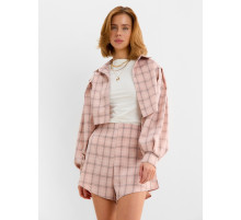 Костюм женский (блузка, шорты) MINAKU: Casual Collection, розовая клетка, размер 46
