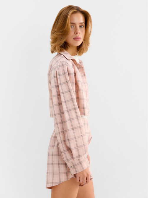 Костюм женский (блузка, шорты) MINAKU: Casual Collection, розовая клетка, размер 44
