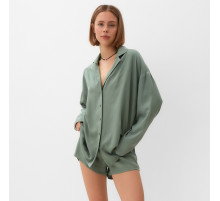 Костюм женский (рубашка, шорты) MINAKU: Casual Collection, оливковый, размер 48