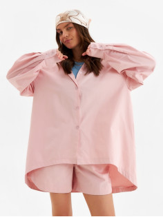 Костюм женский (рубашка, шорты) MINAKU: Oversize, тёмно-розовый, размер 44