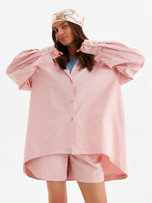 Костюм женский (рубашка, шорты) MINAKU: Oversize, тёмно-розовый, размер 44