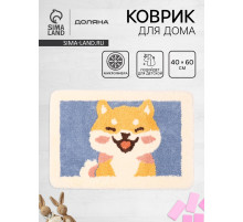 Коврик Доляна «Корги», 40×60 см, микрофибра, синий