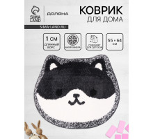 Коврик Доляна Kitty, 55×64 см, ворс 1 см, микрофибра, серо - белый