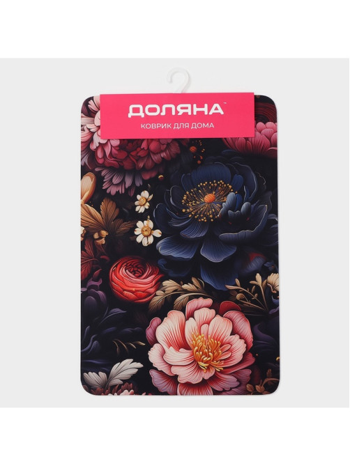 Коврик для дома Доляна Black Flowers, влаговпитывающий, 40×60 см