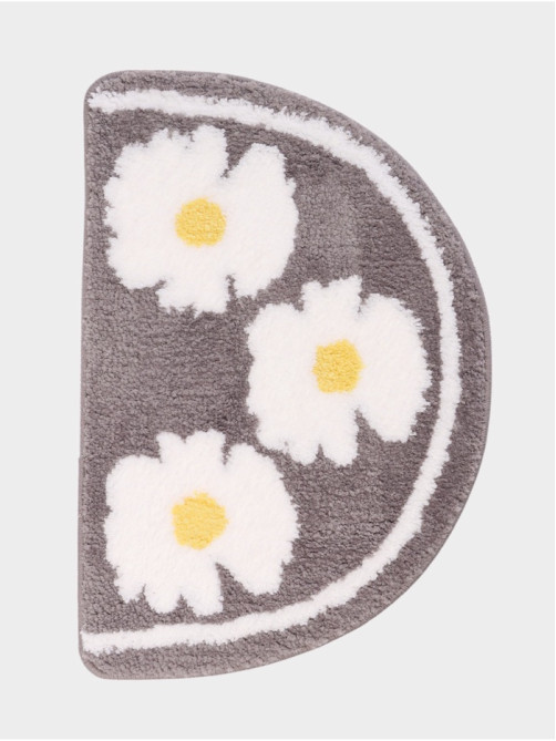 Коврик Доляна Daisies, 40×60 см, микрофибра, серый