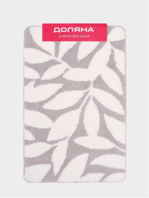 Коврик Доляна Leaves, 50×80 см, ворс 1.5 см, микрофибра, серый