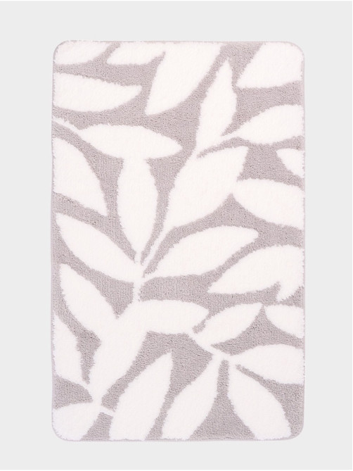 Коврик Доляна Leaves, 50×80 см, ворс 1.5 см, микрофибра, серый