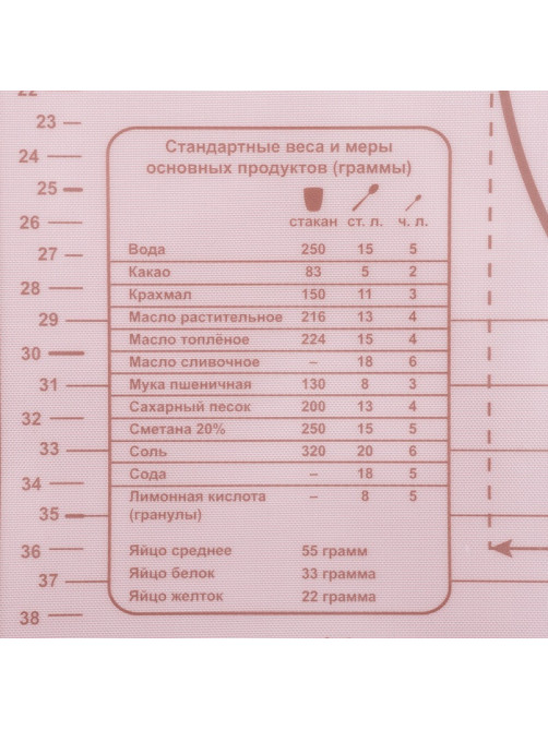Коврик для выпечки армированный «Ингредиенты», 66×46×0.04 см