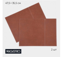 Салфетки под горячее Magistro, 2 шт., двухсторонние, экокожа, хлопок, 47.5×35.5 см