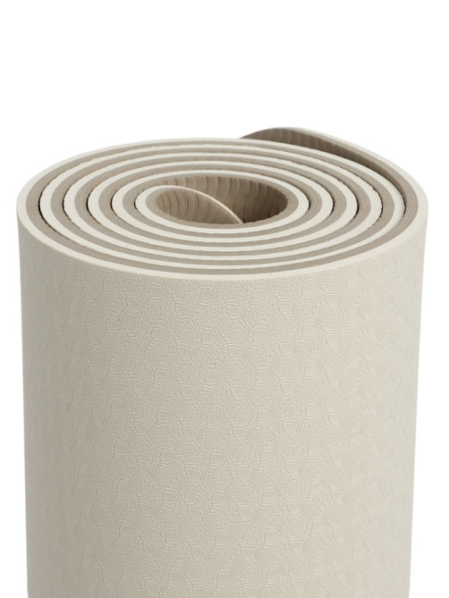 Коврик для фитнеса и йоги ONLYTOP, 183×61×0.8 см, молочный/тёмно-коричневый