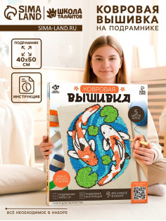 Ковровая вышивка на подрамнике «Карпы», набор для творчества
