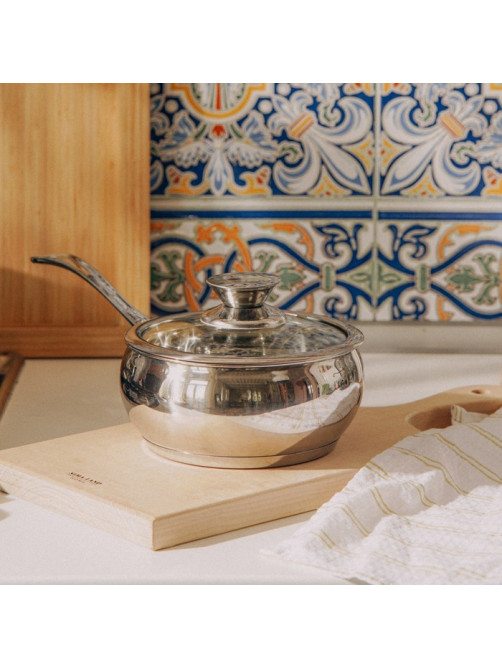 Ковш SL Home «Олла», 1.5 л, d=16 см, h=7.5 см, с крышкой, индукция, нержавеющая сталь