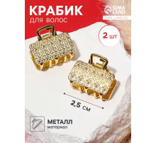 Крабики для волос QF «Либерти», набор 2 шт., геометрия прямой, 2.5 см, золотистый