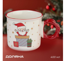 Кружка новогодняя Доляна «Веселый дедушка», 400 мл, 14.5×10×9 см, белая