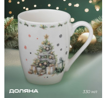 Кружка новогодняя Доляна «Приближение чуда», 330 мл, для чая, фарфор, белая