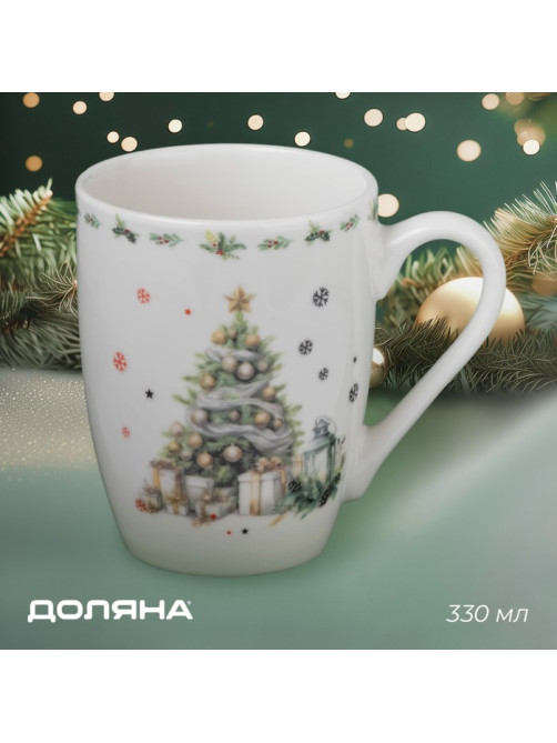 Кружка новогодняя Доляна «Приближение чуда», 330 мл, для чая, фарфор, белая