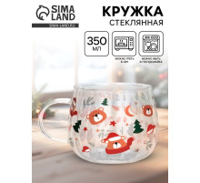 Кружка новогодняя стеклянная «Мишки», 350 мл