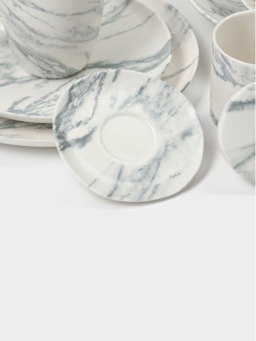 Кружки Magistro Real Marble, 400 мл, набор 2 шт., фарфор, белые