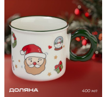 Кружка новогодняя Доляна «Веселый дедушка», 400 мл, 14.5×10×9 см, белая