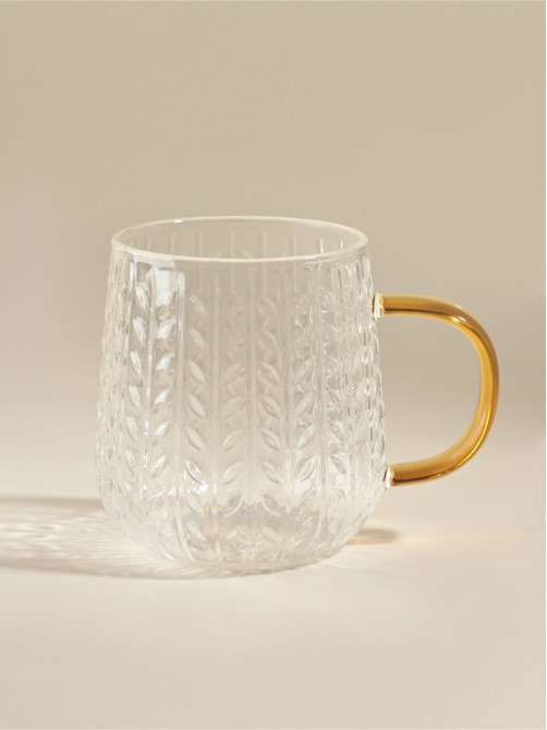 Кружка SL Home Wheat, 350 мл, 12×9×7.8 см, жёлтая ручка, стекло, прозрачная