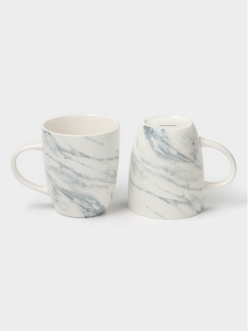 Кружки Magistro Real Marble, 400 мл, набор 2 шт., фарфор, белые