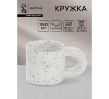 Кружка Доляна «Сплэш», 350 мл, 14×8.8×8 см, фарфор, белая