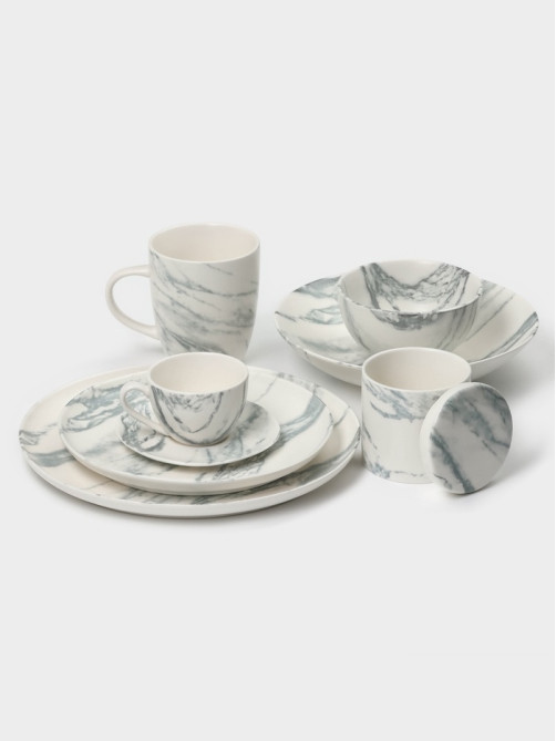 Кружки Magistro Real Marble, 400 мл, набор 2 шт., фарфор, белые