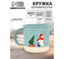 Кружка новогодняя керамическая «Мишка», 400 мл, ручная работа