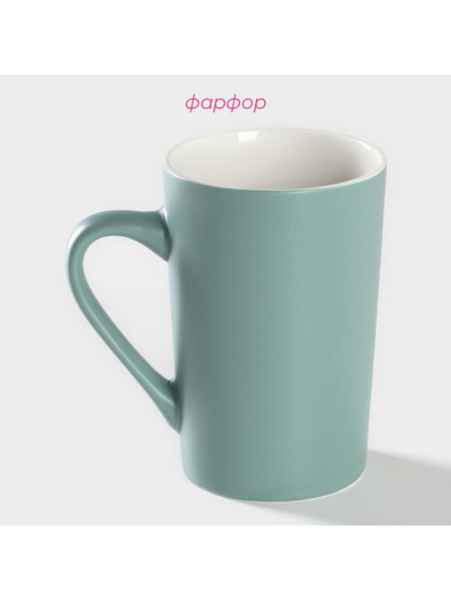 Кружка Доляна Good morning. Home, 385 мл, фарфор, голубая