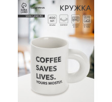 Кружка Доляна Coffee time, фарфор, 400 мл, 12.5×8×10.8 см, фарфор, белая
