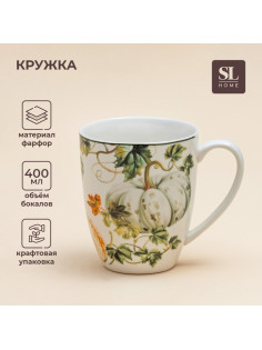 Кружка SL Home Фете дэ ла мойсон, 400 мл, 9×10 см, фарфор, белая