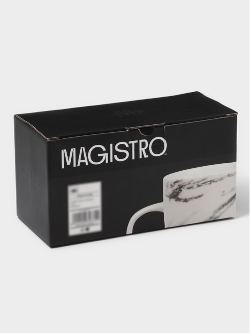 Кружки Magistro Real Marble, 400 мл, набор 2 шт., фарфор, белые