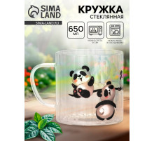 Кружка стеклянная «Панды», 650 мл