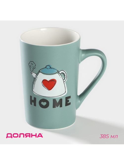 Кружка Доляна Good morning. Home, 385 мл, фарфор, голубая