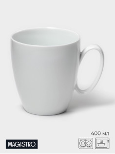 Кружка Magistro White gloss, 400 мл, фарфор, белая