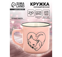 Кружка чайная керамическая «Котик», 210 мл, ручная работа