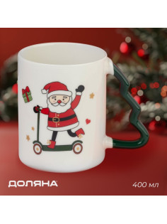 Кружка новогодняя Доляна «Веселый дедушка», 400 мл, 12.5×8.5×10.7 см