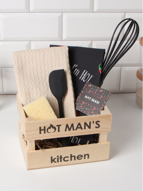 Кухонный набор «Этель» Men's set, полотенца 2 шт., кухонная лопатка, венчик, губка
