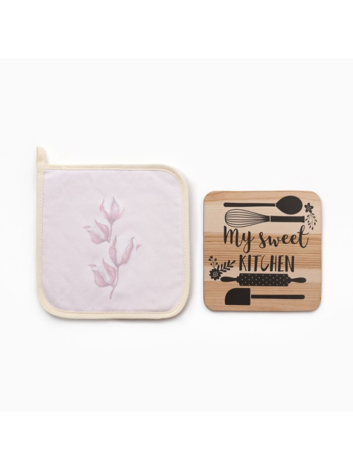 Набор кухонный «Этель» Sweet: прихватка 19×19 см, подставка под горячее