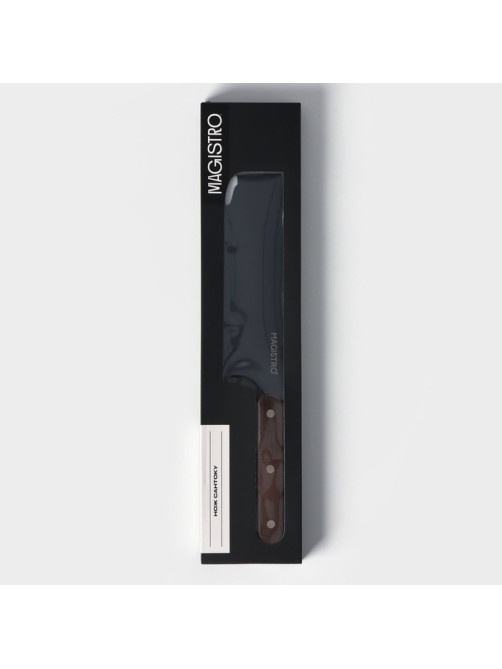 Нож Сантоку кухонный Magistro Dark wood, длина лезвия 17.8 см