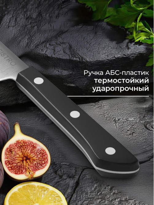 Нож кухонный овощной Magistro Hinshitsu, нержавеющая сталь, лезвие 10.6 см, длина 24 см, чёрный