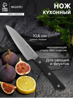 Нож кухонный овощной Magistro Hinshitsu, нержавеющая сталь, лезвие 10.6 см, длина 24 см, чёрный