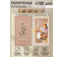 Набор кухонных полотенец Доляна «Пасха» 2 шт., 28×46 см, рогожка, 100% хлопок, 160 г/м²