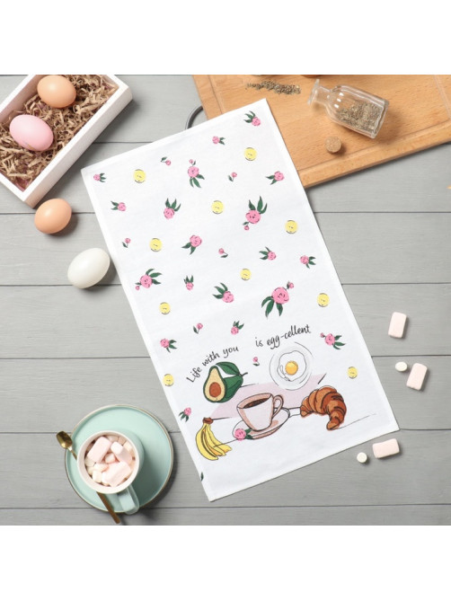 Кухонное полотенце «Доляна» Life with you, 28×46 см, 100% хлопок, рогожка 160 г/м²